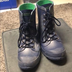 Blue Ralph Lauren rubber combat boots